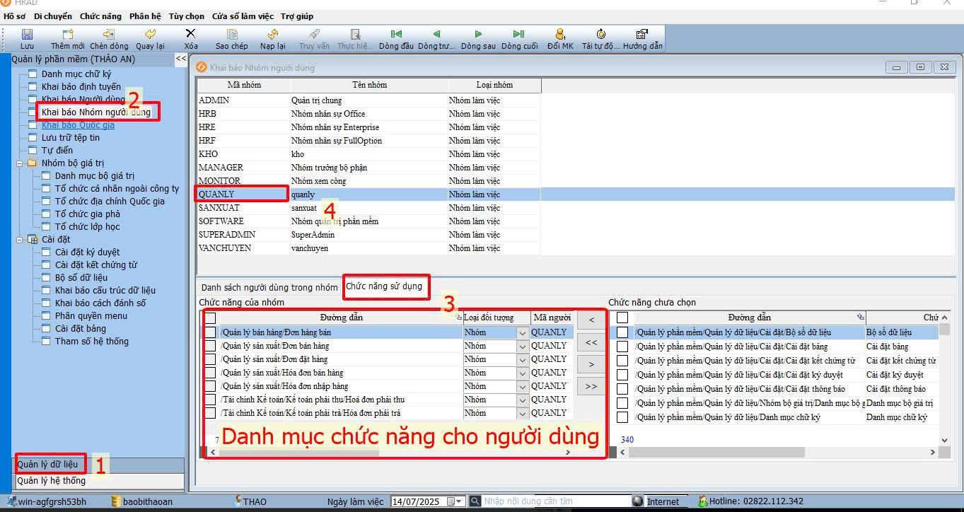 Phân quyền chức năng người dùng trên phần mềm HRAD Enterprise Phân quyền chức năng người dùng trên phần mềm HRAD Enterprise